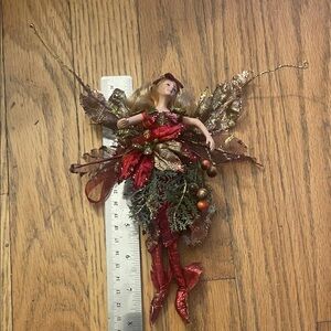 Elegant Red and Gold Holiday Fairy Ornament